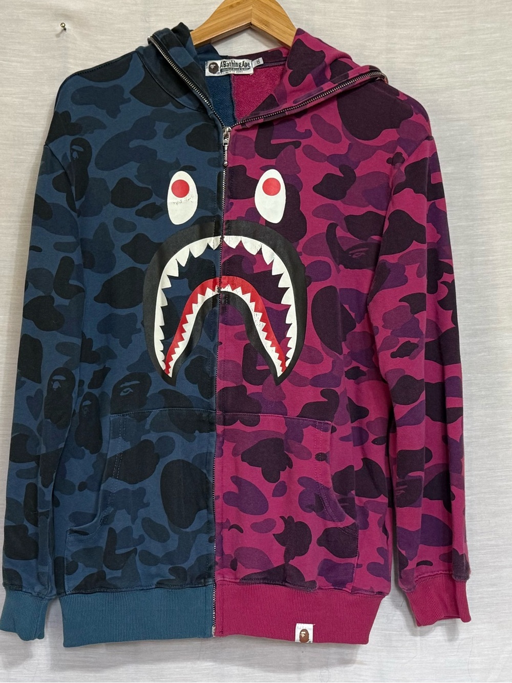 BAPE Split Camo Shark Full Zip Hoodie WGM Tiger Hood XXL